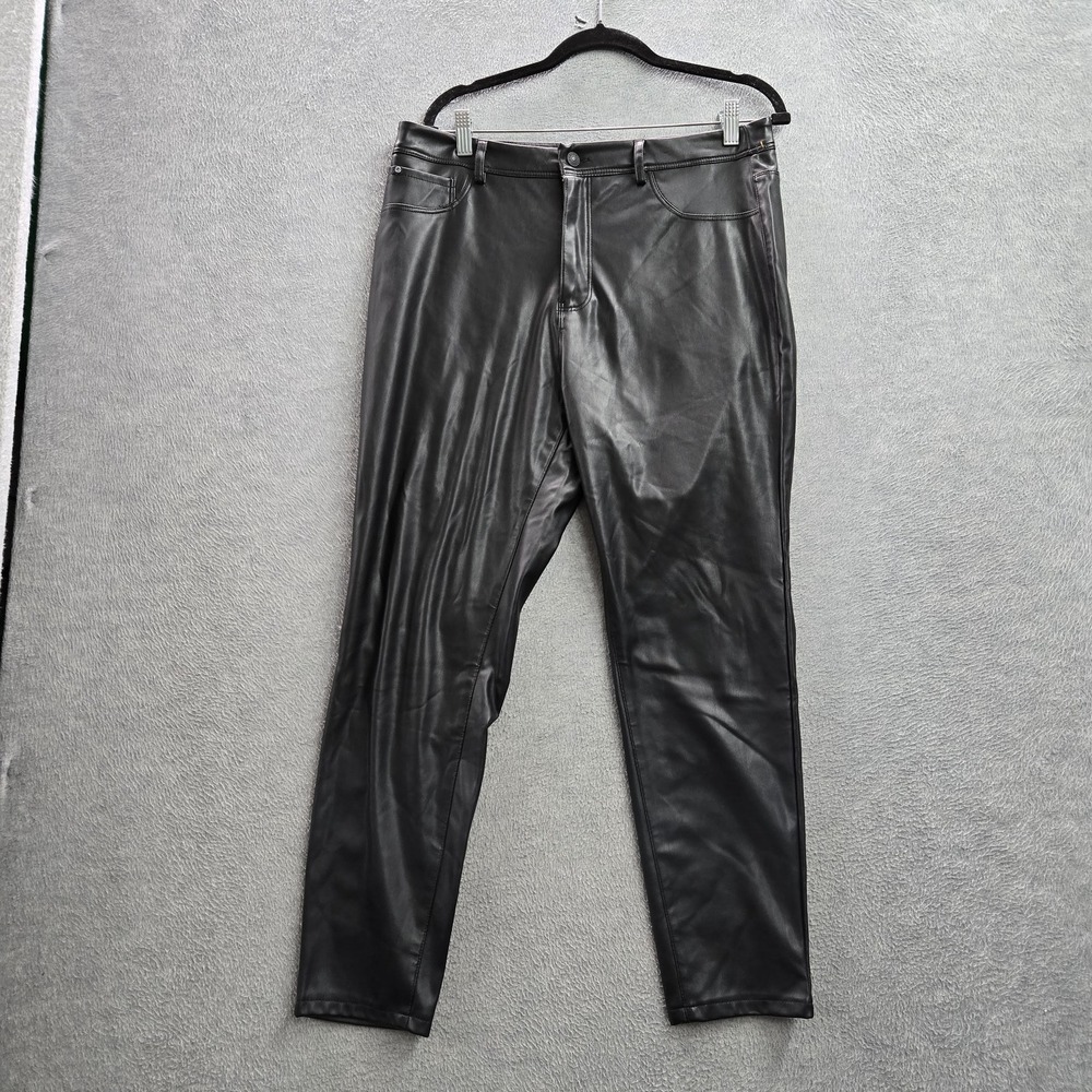 Curve Appeal Women Pants 12 Black Chino Faux Leather 26" Inseam